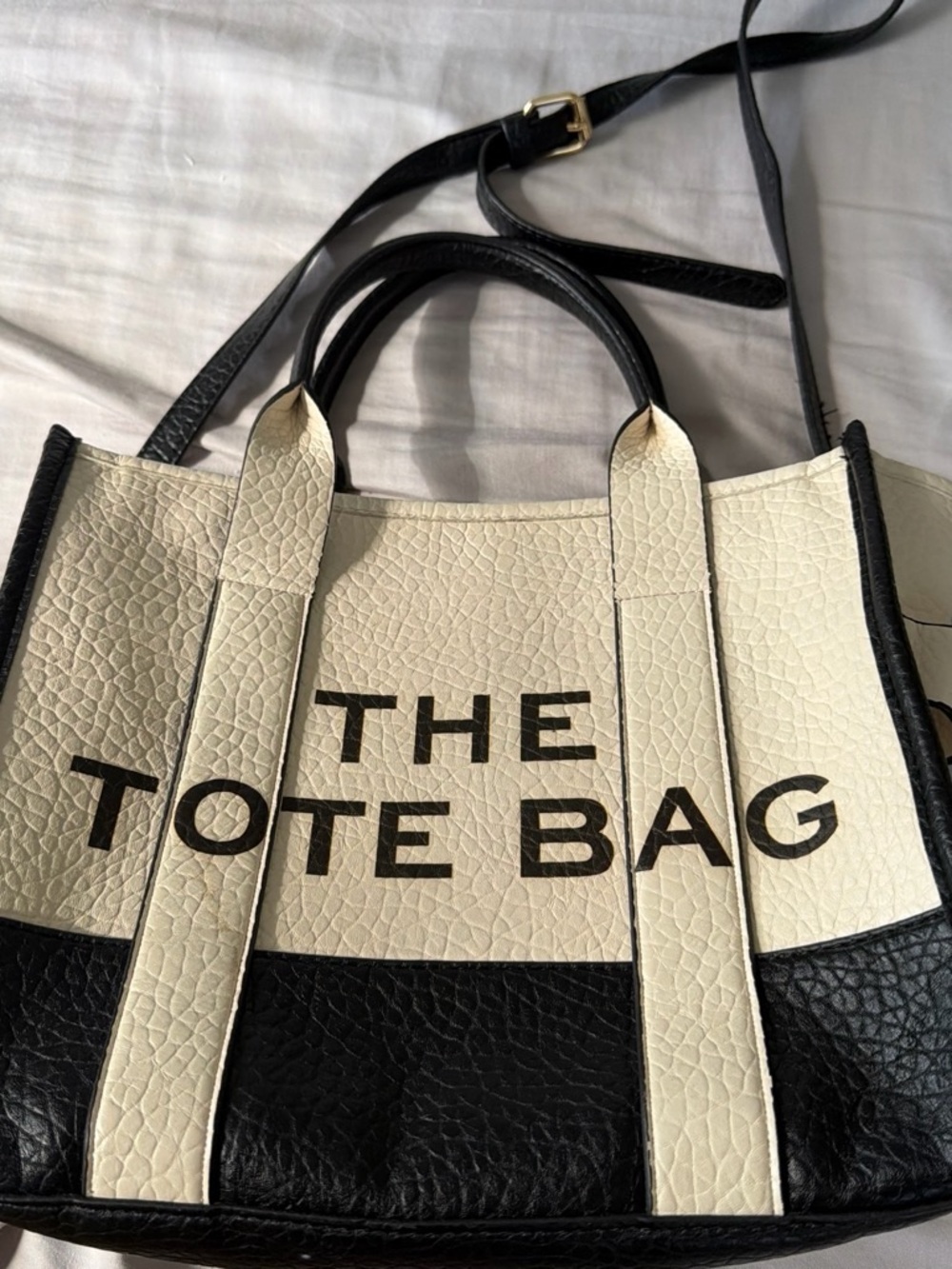 The Tote Bag Two-Tone Cream and Black Tote
